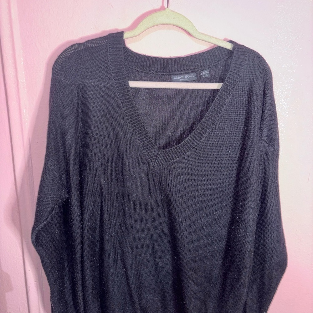 Plus size Brave Soul Black V-Neck Sweater
